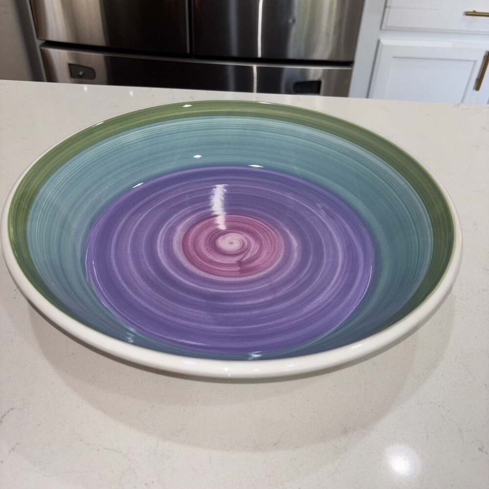 World Market Made in Italy Hand-Painted Swirl Pattern Serving Bowl